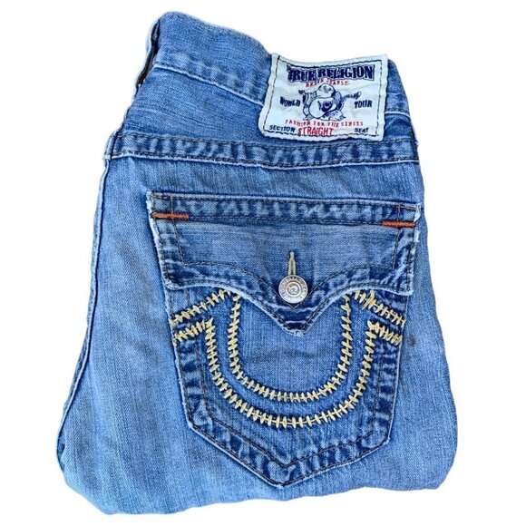 VINTAGE True Religion Jeans Size 32 STRAIGHT Blue - Picture 1 of 10